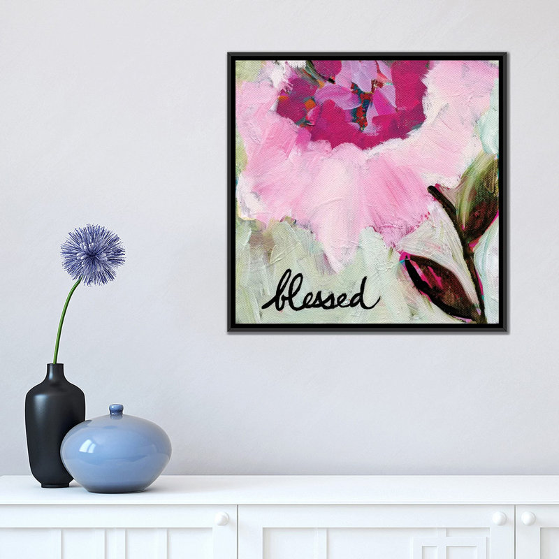 «Blessed», impression sur toile, H 18 po x l 18 po x P 1,5 po, Toile avec cadre noir, Pas de tapis