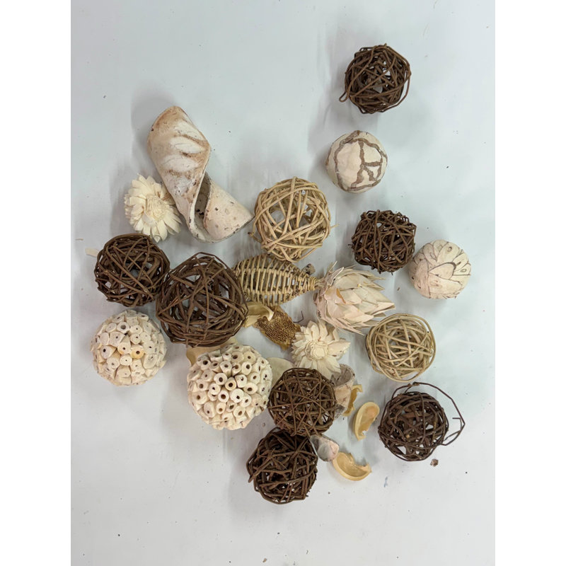 Déco panier, gousses et orbes naturel