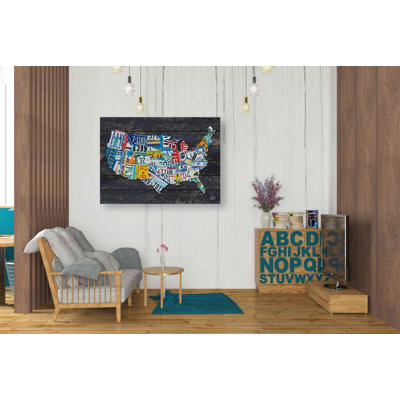 'USA License Plate Map' by Britt Hallowell, Canvas Wall Art