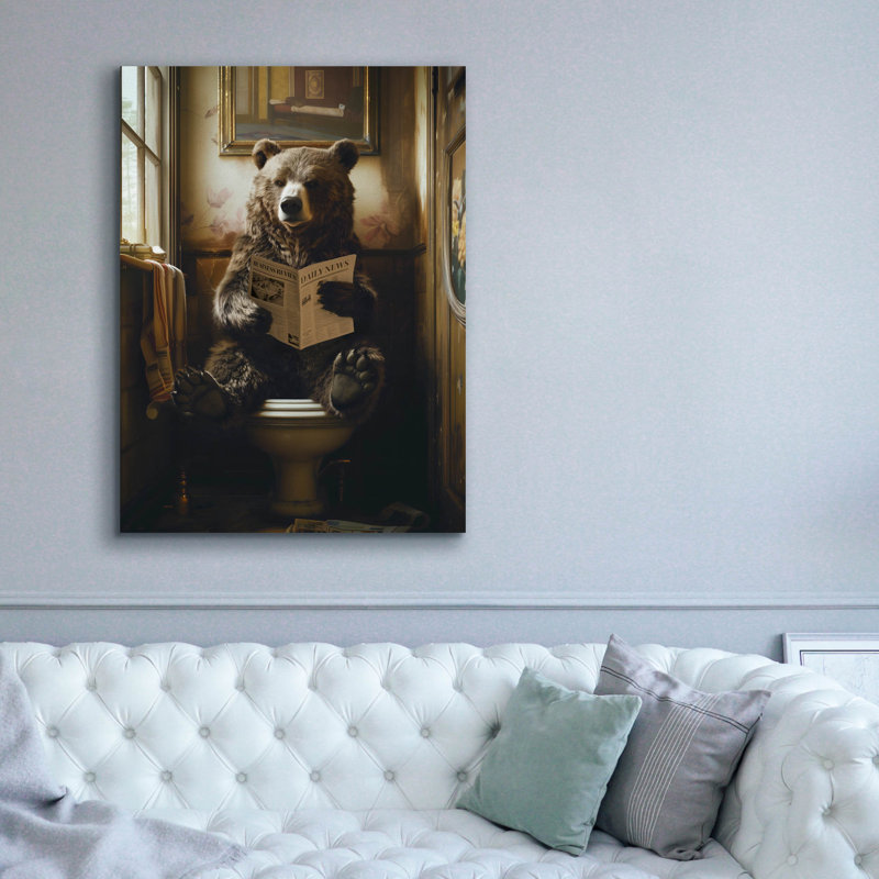 Art mural en toile «The toilettes ours» par Andreas Magnusson, 18 po x 26 po, H 54 po x l 40 po x P 1,5 po