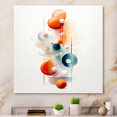 Orange And Blue Circles In Harmony II - Geometric Metal Wall Art
