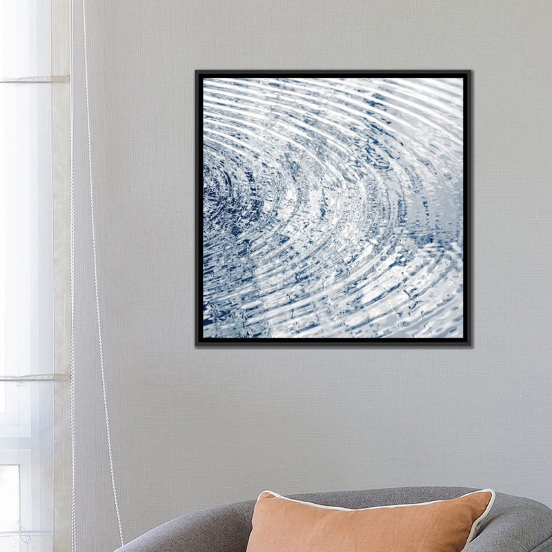 « ondulations ii », reproduction de photo sur toile en indigo, H 26 po x l 26 po x P 1,5 po, Papier d'art encadré noir