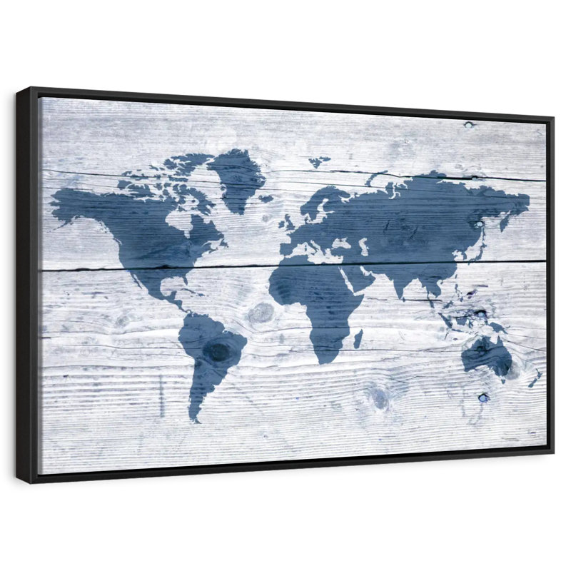 Carte du monde en bois Aliaz II, H 9 po x l 13 po