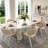 Luxe Creamy Dining Table with Roman Column Legs-652576206