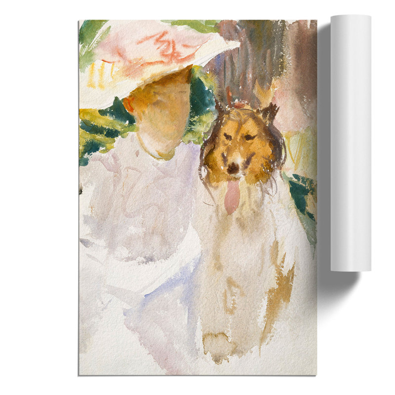 Woman with Collie by John Singer Sargent - Frameless Print, 42cm H x 30cm W x 0.1cm D