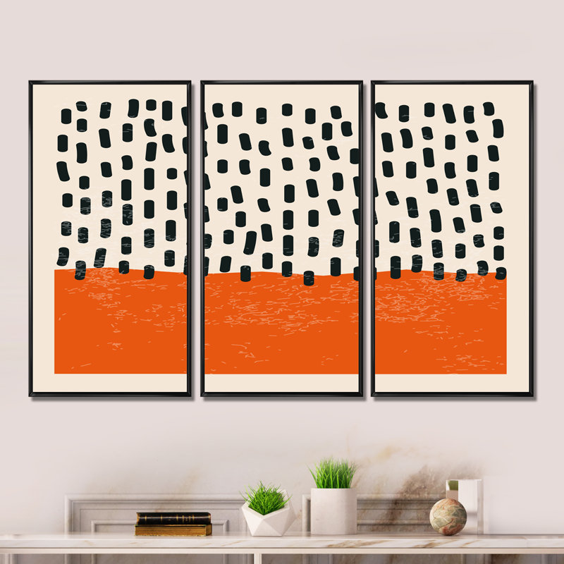 Minimal Geometric Compostions Of Elementary Forms XVII - 3 Piece Floater Frame Print on Canvas, 32" H x 48" W x 1" D
