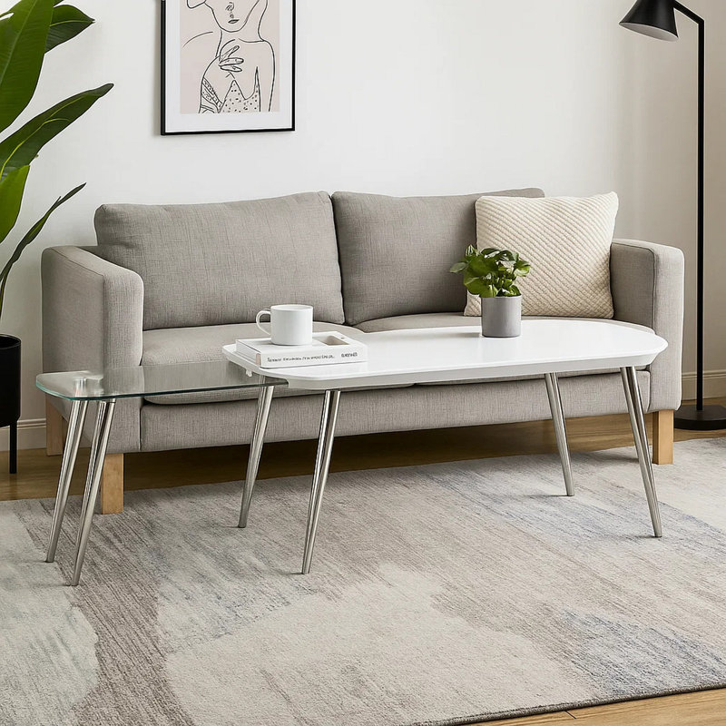 Wells Coffee Table with Pull-Out Top & Metal Legs