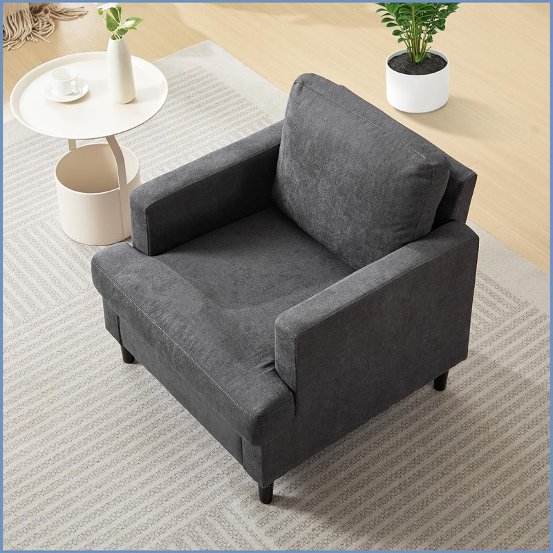 Upholstered Club Chair, Black