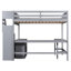 Lit mezzanine gris avec bureau intégré en L et espace de rangement-774768348