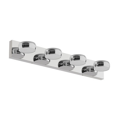 Applique murale à DEL de 71 cm (28 po) pour salle de bain, luminaire au-dessus du miroir, 4 lumières DEL, 18 W, barre lumineuse moderne chromée.