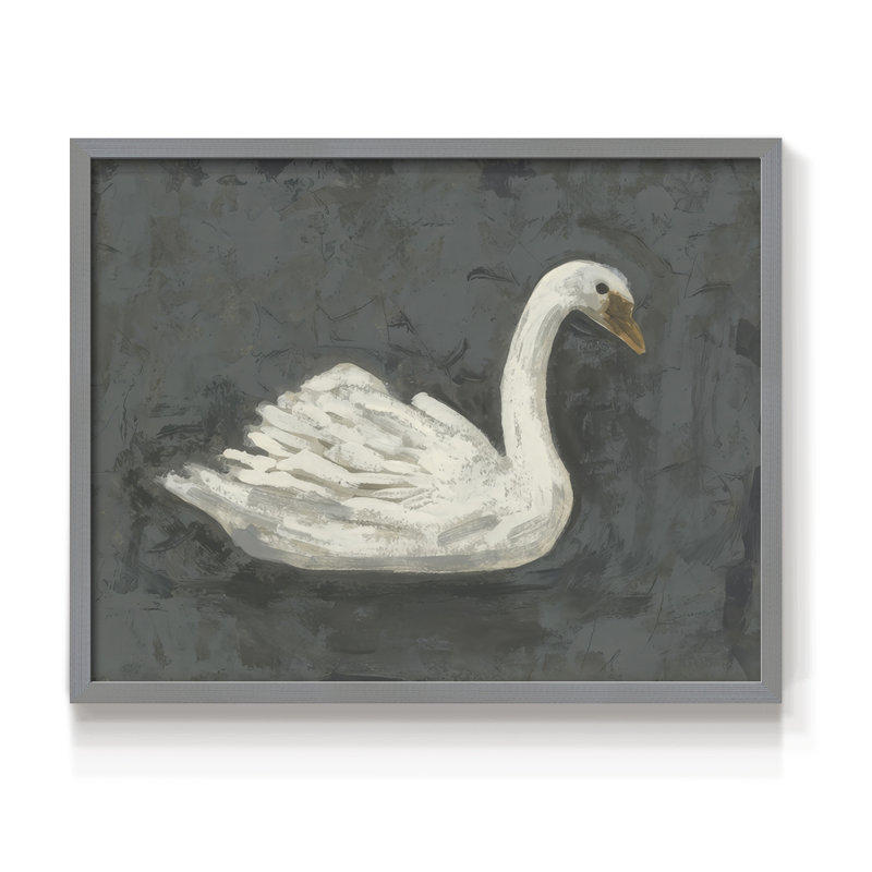 White Swan/Black Swan II -Framed Print - Restickable, Gris, H 11 po x l 14 po