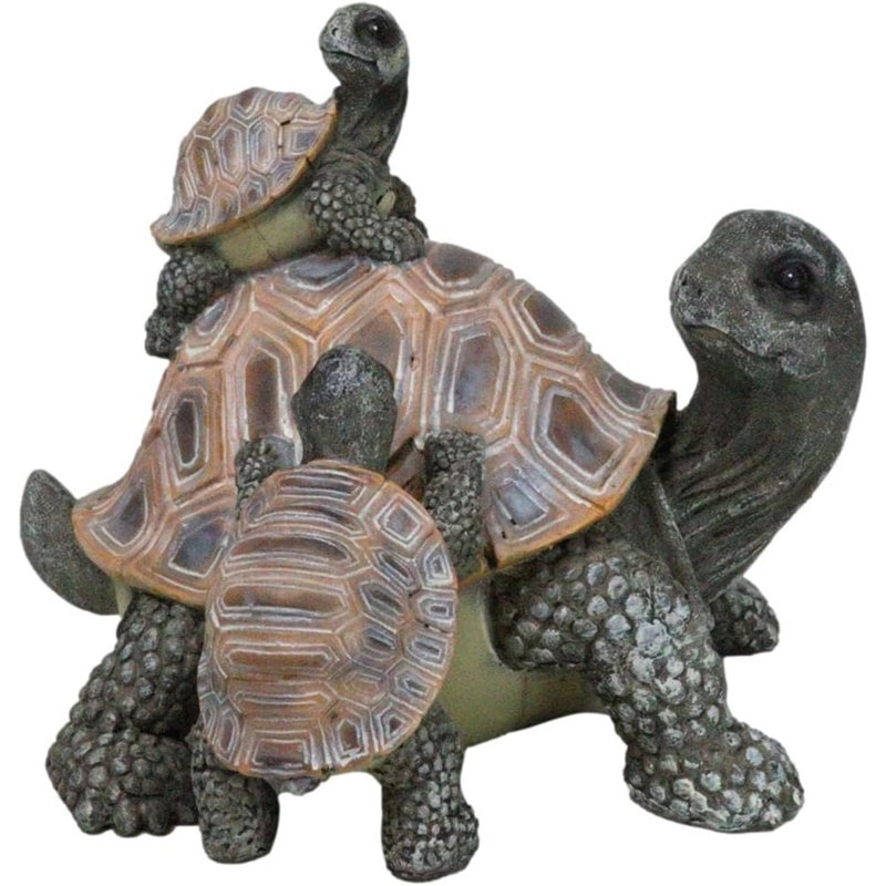 Nautical Marine Turtle Family Figurine in Brown Resin