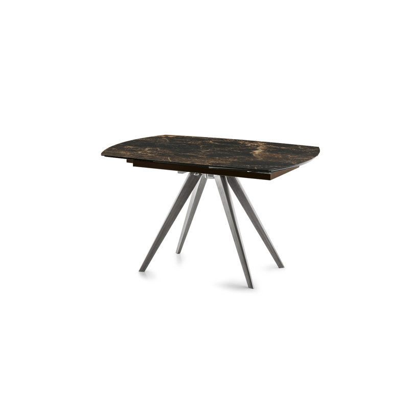 Jaclyn Rectangular 200cm W Dining Table, Emperador, Brushed Silver
