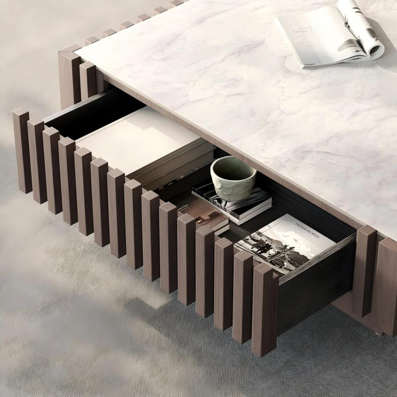 33.46'' Square Coffee Table, Brown Coffee Table with Storage