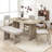 Solid Wood Dining Table Set With Bench - 6-Piece Upholstered Rectangular Dining Room Table Set With Bench-945353408-945353410