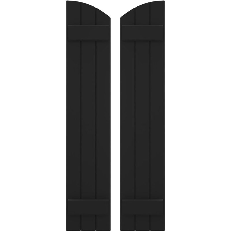 Volets de planche-n-lattes jointes avec plateau elliptique Americraft (2 lattes) (par paire), Noir, 10 1/2", 36"