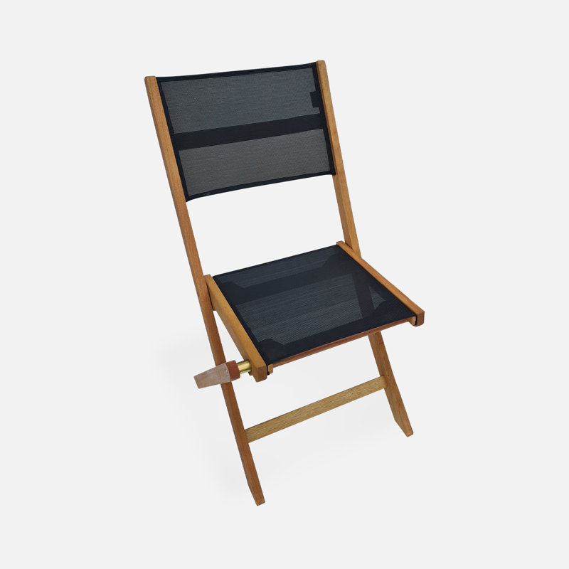 Khan Folding Patio Dining Dining Chair with Cushion, Black