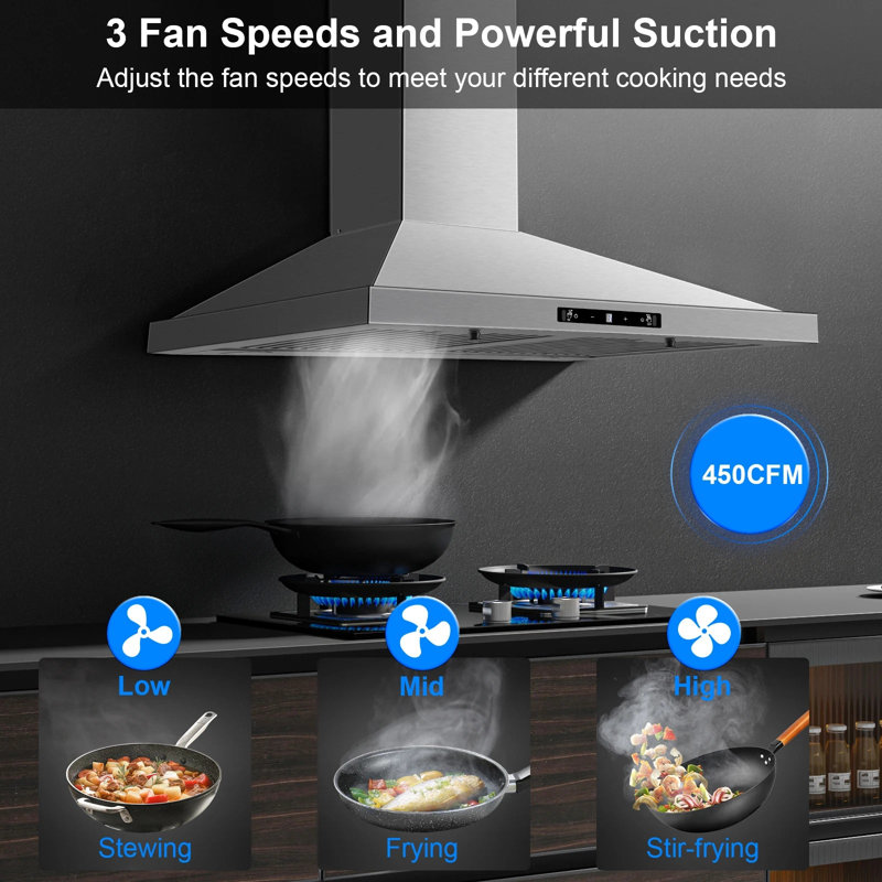 Hotte murale 30 pouces en acier inoxydable