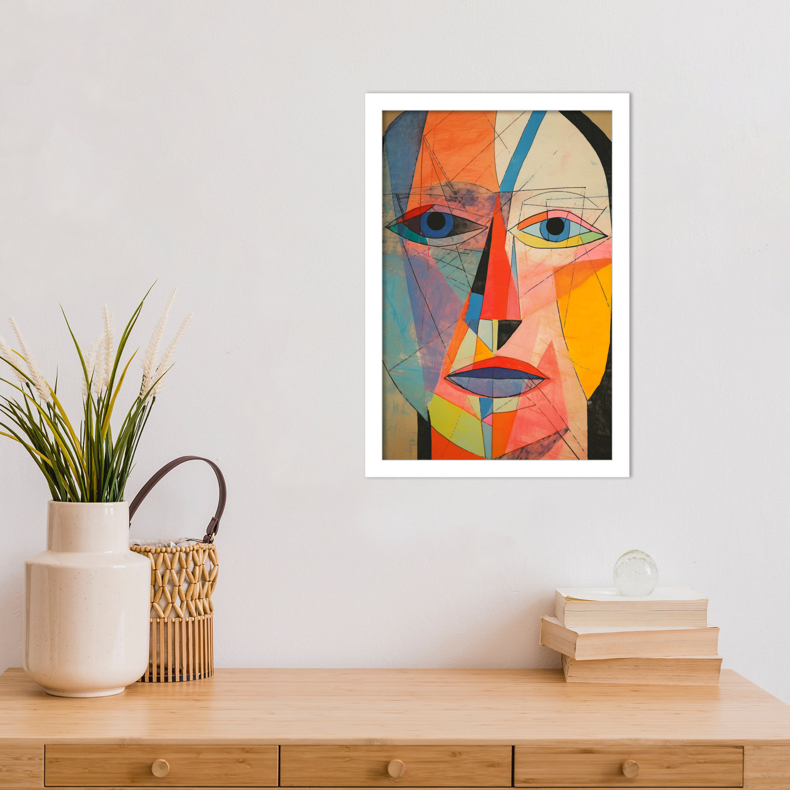 The Face Print by Treechild, White, 17" H x 12" W