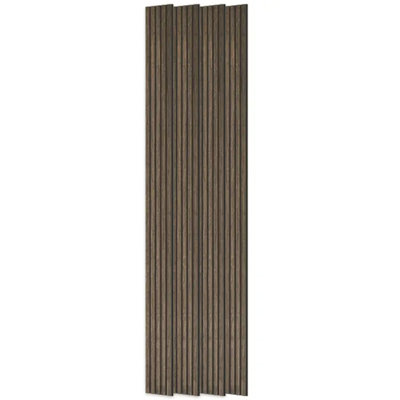Paquet de 4 panneaux muraux à lattes en bois noisette 95 po x 8 po, panneaux de fibres à densité moyenne insonorisants et insonorisants en polyester pour plafond intérieur