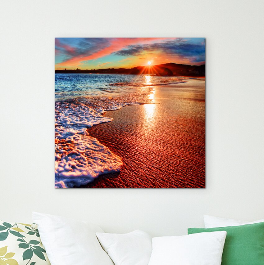 Leinwandbild Sunny Beach mit Ocean Foam von Sinus Art