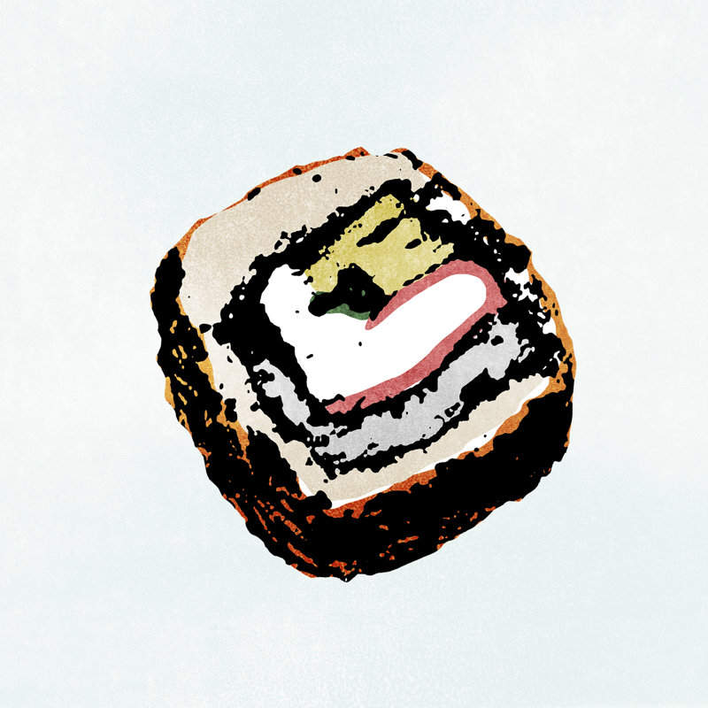 Sushi Style IV by Annie Warren - Wrapped Canvas Painting, 30cm H x 30cm W x 3.8cm D