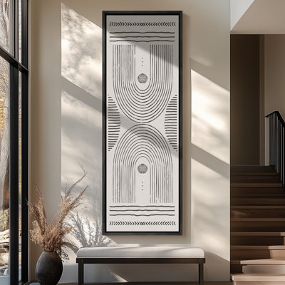 Abstract Black White Geometric Line Minimalist Modern Panoramic Horizontal Neutral Wall Art Decor
