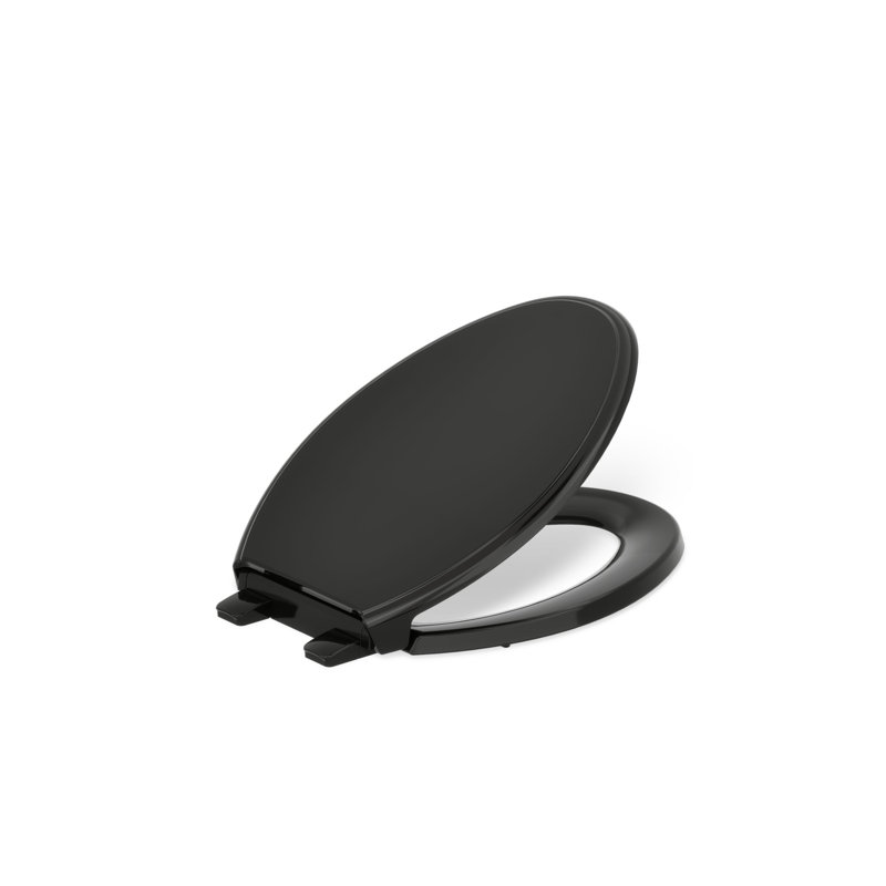 Glenbury Elongated Toilet Seat, Black, Ready Latch
