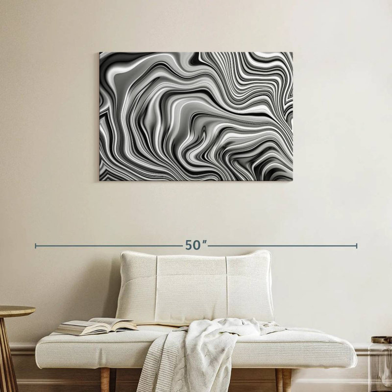 Avery Large Grey Abstract, 24" H x 36" W