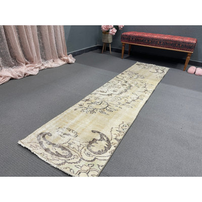 Classic Wool Patchwork Runner Rug, 22.4x94.1 Inch Beige Rug