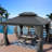 Kozyard Alexander Gray Double Roof Hardtop Gazebo with Privacy Curtain Mosquito Netting-86724632