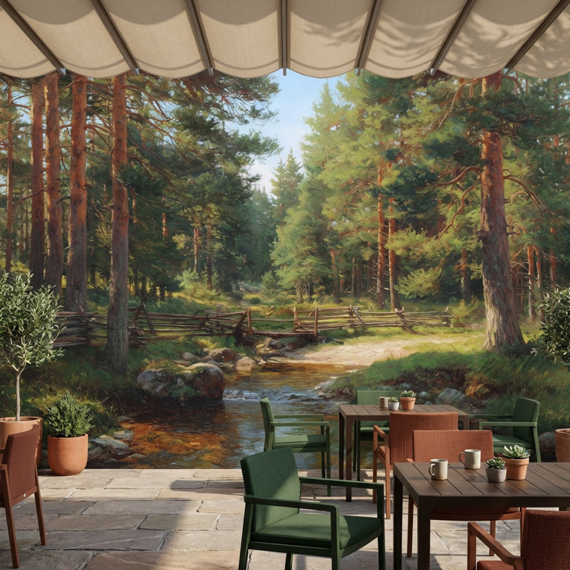 Décoration murale forêt forêt, Non tissé, 200 po x 120 po
