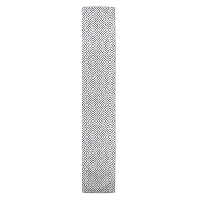 Chemin de table en losanges pointillé Nalston, 72 po x 16 po, Gris, Pointillé de diamant