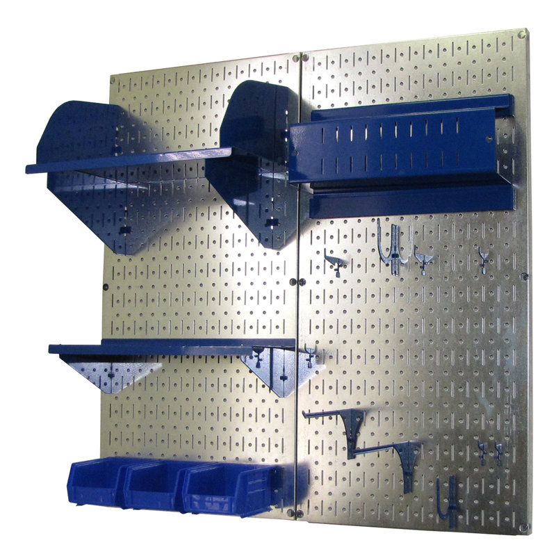 Ensemble de panneaux perforé de rangement pour accessoires de loisirs, Galvanisé et Bleu