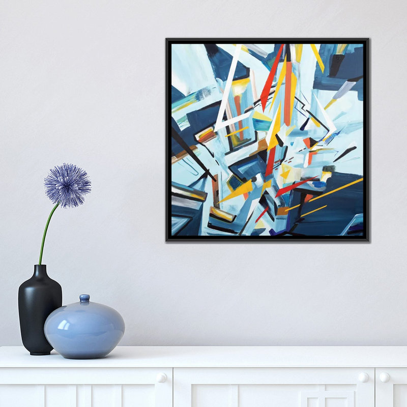 « édifices », impression sur toile, H 18 po x l 18 po x P 1,5 po, Toile avec cadre flottant noir, Pas de tapis