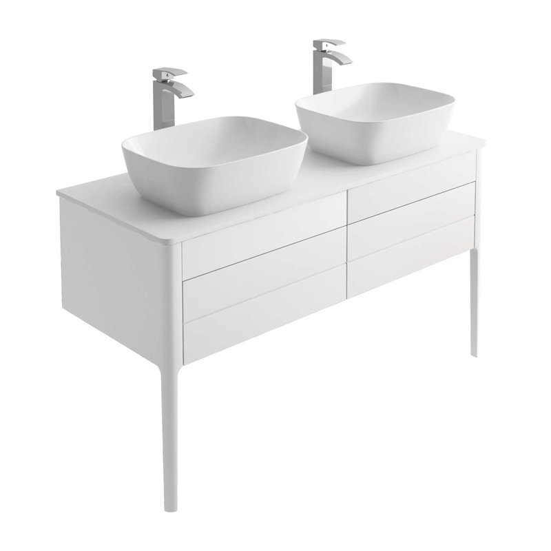 Senah 118cm Double Bathroom Vanity Base Only, White