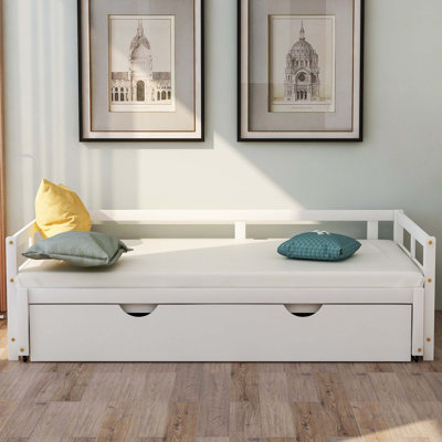 Lit de jour extensible avec couchette, lit de jour en bois avec couchette