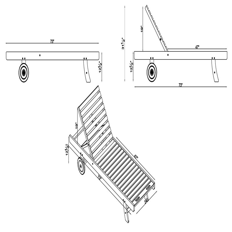 Caspian Eucalyptus Wood Outdoor Lounge Chair
