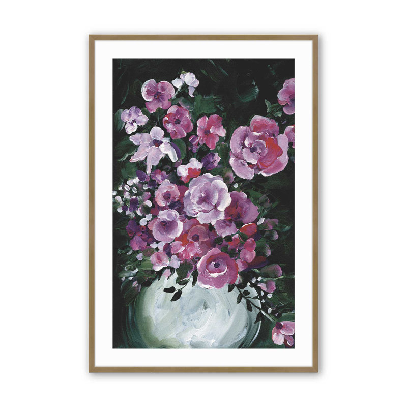 «Evening Bouquet Elegance I Print» , H 15,25 po x l 12,25 po, Or brossé