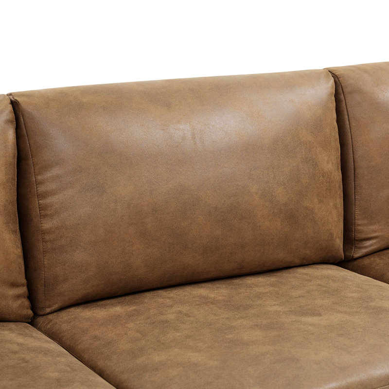 Canapé d'angle 6 places en similicuir avec design personnalisable, pattes en plastique, dossier et coussins amovibles, profondeur 120 pouces, largeur 60 pouces, hauteur 34,5 pouces, poids 248 lb, revêtement modulaire, assemblage facile.