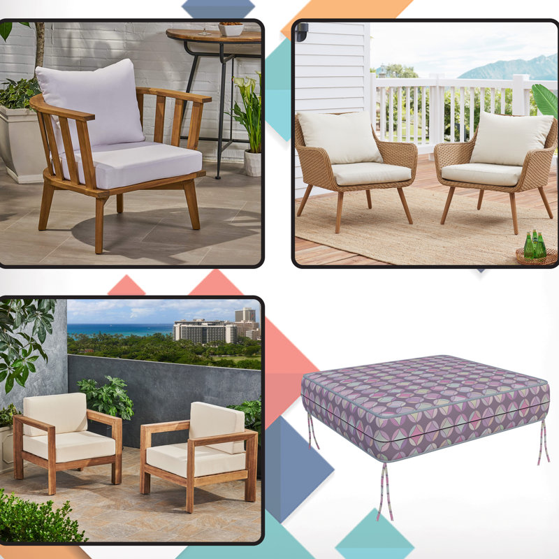 Outdoor Waterproof Square Seat Cushion Cover, Individual Box Cushion Sofa Couch Cover With Piping