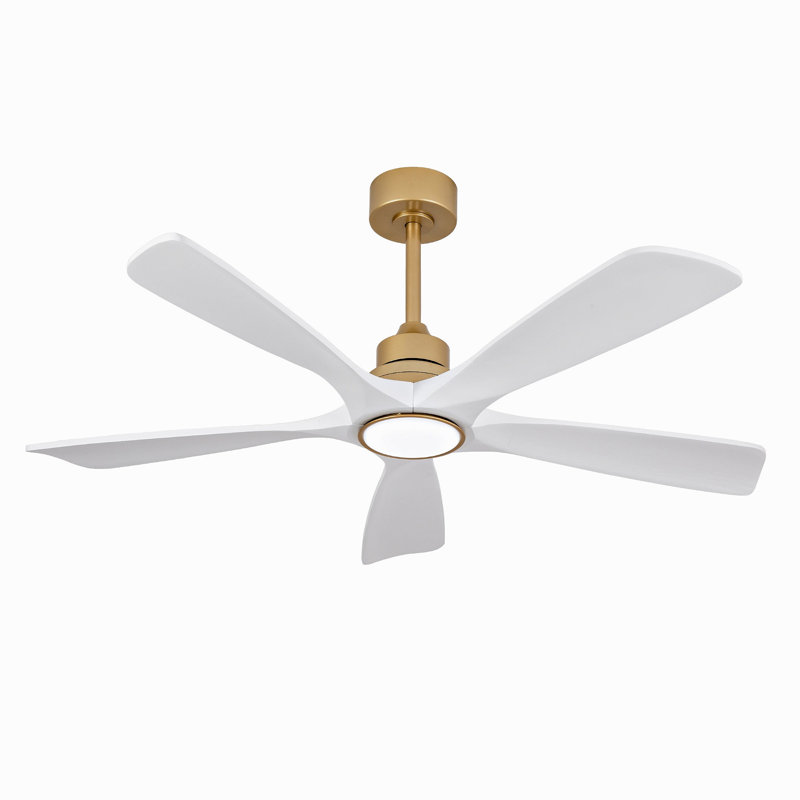 Ventilateurs de plafond d'intérieur chaud de 52 pouces avec lumières et télécommande, DEL à intensité variable, 5 pales en bois massif, moteur à courant continu réversible. Ventilateur de plafond avec éclairage pour chambre à coucher, salon, salle d'étude