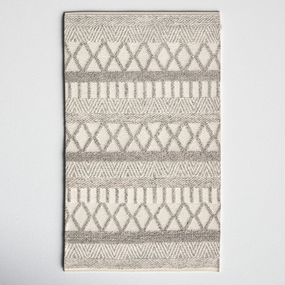 Gayle Geometric Handwoven Wool Gray/Beige Area Rug
