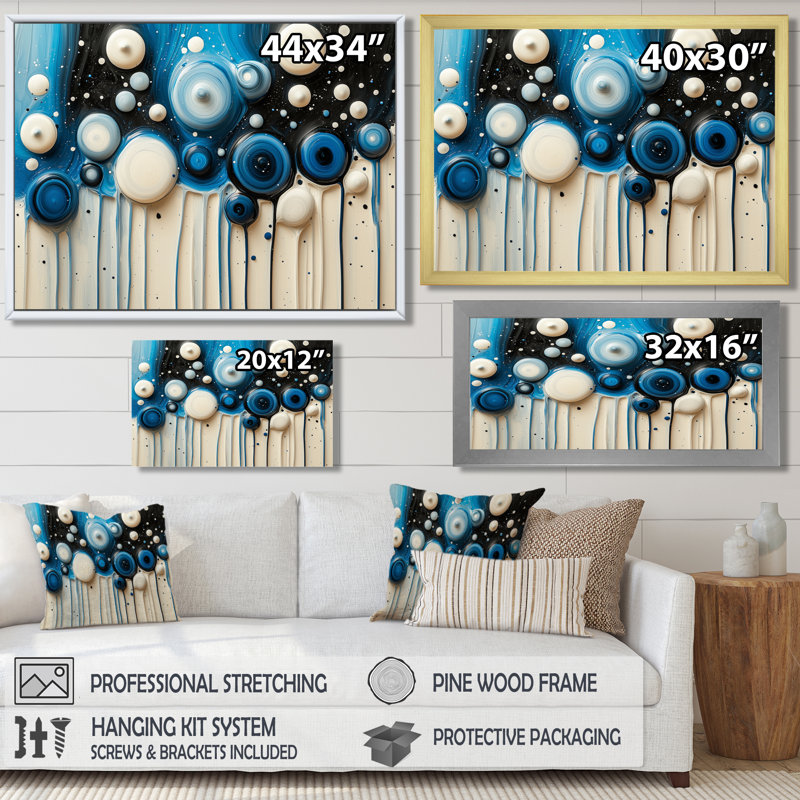 Colyt Rhythic Driauge Drip Paint River I - Drip Peinture, art mural, H 28 po x l 60 po, Impression encadrée flottante, Doré