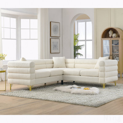 L-Shaped Sofa Perfect For Small Apartments 81.5-Inch Oversized Corner Sofa, L-Shaped Sectional Couch, 5-Seater Corner Sofas With 3 Cushions For Living Room, Bedroom, Apartment, Office