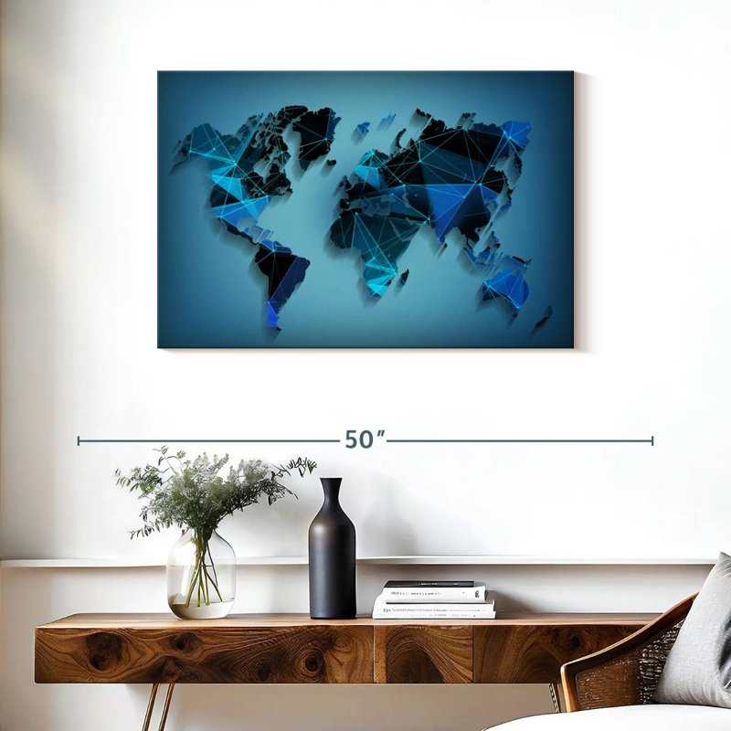 Aliaz Network Technology World Map, 24" H x 36" W
