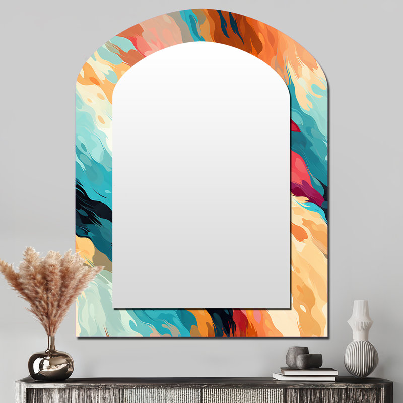 Multicolore Feather Fury - Miroir mural moderne, 43 po x 33 po