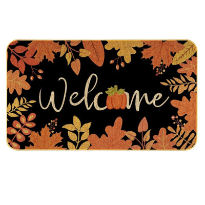Fall Welcome Doormat – 29" X 17" Non Slip, Maple Leaves Design, Autumn Harvest Thanksgiving Decor, Indoor Outdoor Entryway Porch Front Door