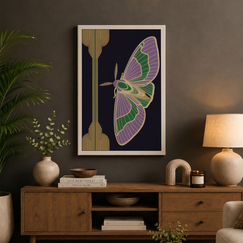 Emerald Wings Botanical - Wrapped Canvas, 36x24 - 91.4 x 61.0 cm, White Border