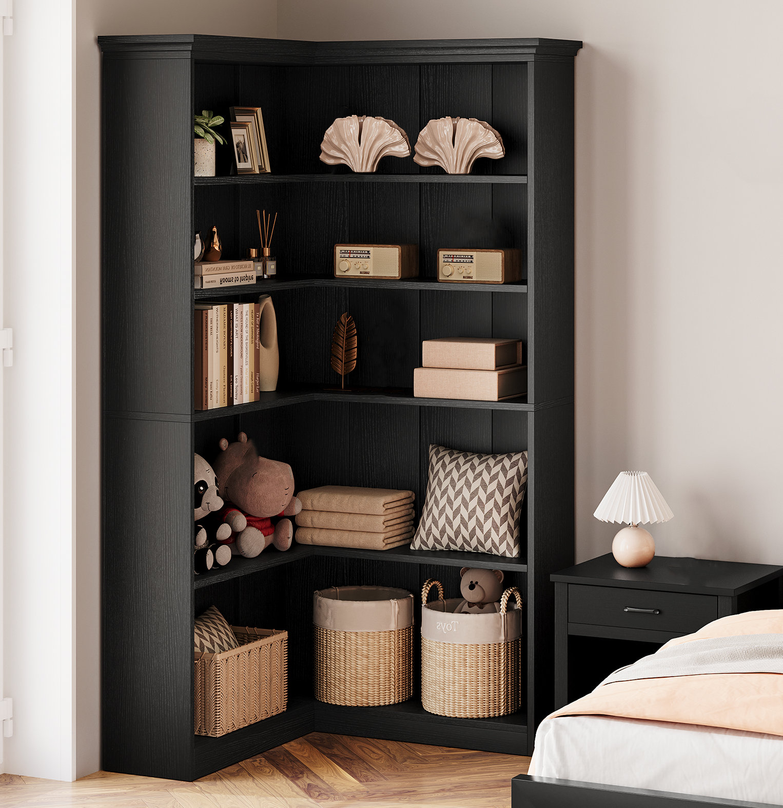 Espiron Optimum 5 Tier Large Wood L Shaped Corner Bookshelf | Wayfair